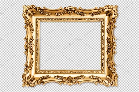 Baroque golden picture frame PNG | Graphic Objects ~ Creative Market