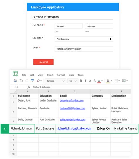 Push form entries to Zoho Sheet | Integrate Zoho Forms with Zoho Sheet ...