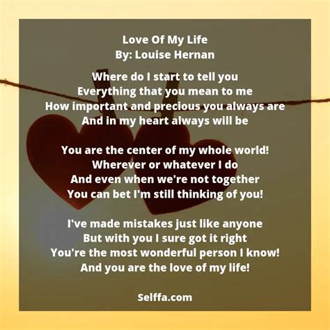 25 Love of My Life Poems - SELFFA