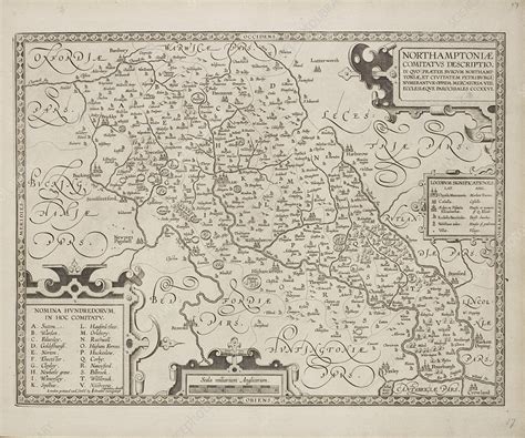 Map of Northamptonshire - Stock Image - C019/6780 - Science Photo Library