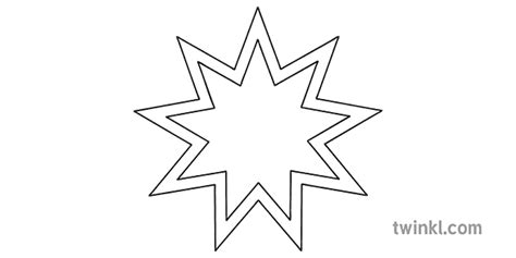 bahai estrella de nueve puntas símbolo religión fe temas ks1 blanco y negro