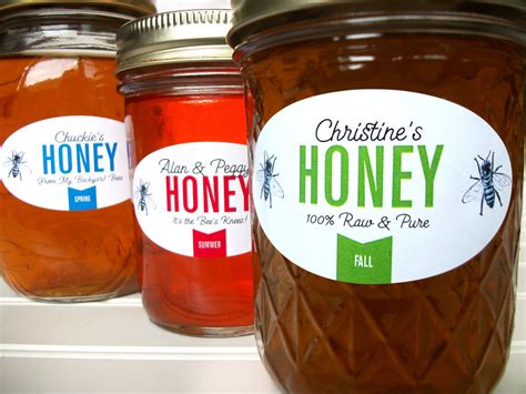 Custom Colorful Oval Honey Jar Labels printed for backyard beekeepers ...