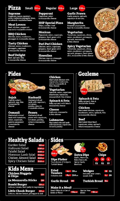 Menu at Pizza Palace restaurant, Browns Plains