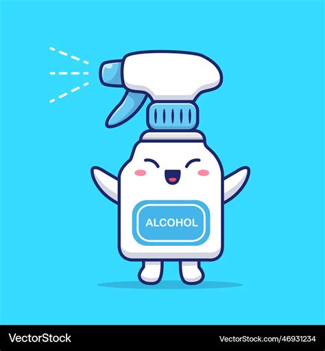 Cute disinfectant spray bottle cartoon Royalty Free Vector