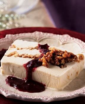 White chocolate praline ice cream terrine with blackberry-raspberry ...