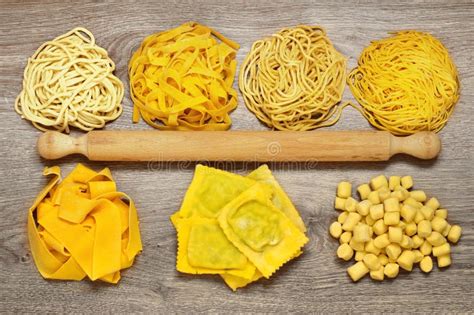 Assortment Of Homemade Italian Pasta Stock Image - Image of group ...