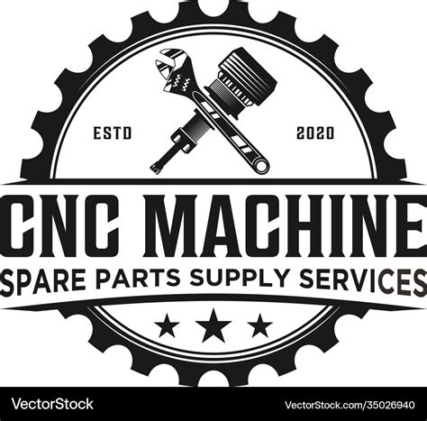 Cnc machine modern technology logo Royalty Free Vector Image