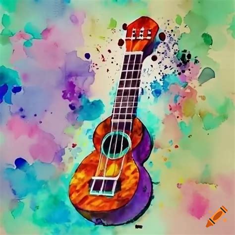 Watercolor painting of a ukulele on Craiyon
