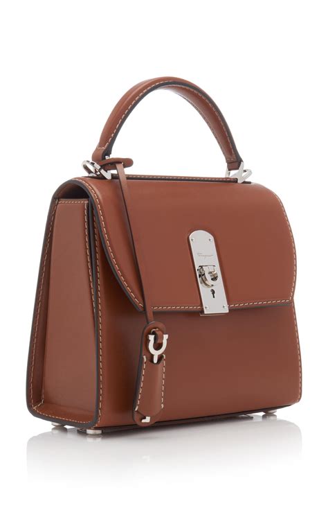 Ferragamo Boxyz Medium Leather Top Handle Bag in Brown - Lyst