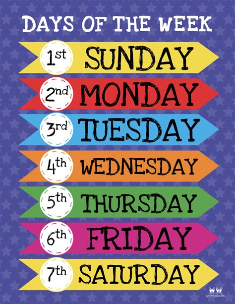 Printable Days Of Week