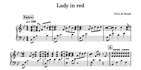 Lady in Red for piano. Sheet music and midi files for piano.