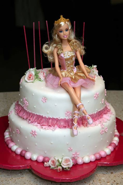 Barbie Ballet cake - This pretty cake was a white chocolate & raspberry cake with vanilla bean ...