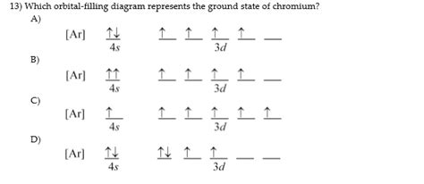 Solved 13) Which orbital-filling diagram represents the | Chegg.com