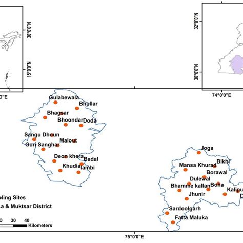 Sampling location map of Mansa and Muktsar districts, Punjab | Download ...