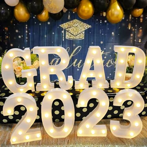 Buy Graduation Party Decorations 2023, 8 LED Marquee Light Up Letter ...