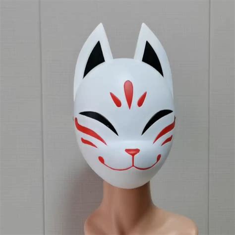 Kitsune Maskwhite Full Face Fox Maskjapanese Fox Maskhand - Etsy