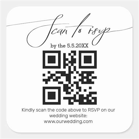 elegant handwriting rsvp qr code wedding square sticker | Zazzle in 2023 | Rsvp wedding cards ...