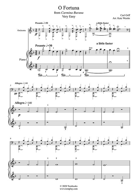 Carmina Burana - 'O Fortuna' (Very Easy Level, with Orchestra) (Orff) - Piano Sheet Music