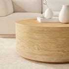 Volume Round Drum Coffee Table - Wood | Modern Living Room Furniture | West Elm