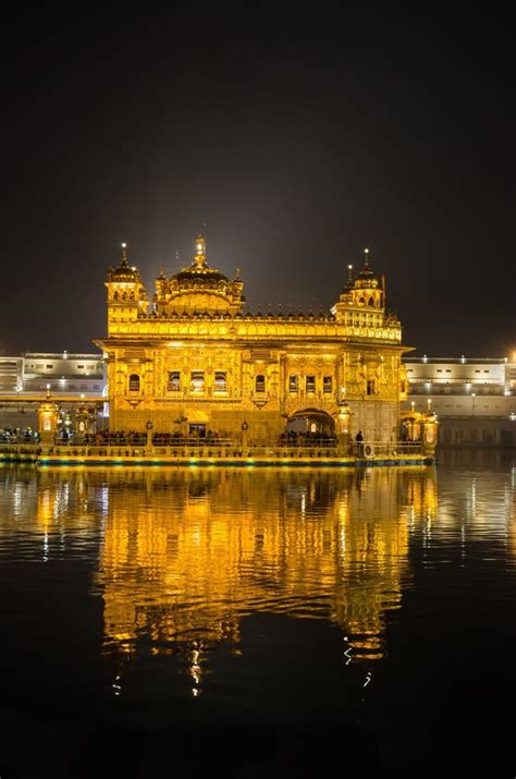 Golden Temple at Night in Amritsar, Punjab, India Stock Image - Image ...