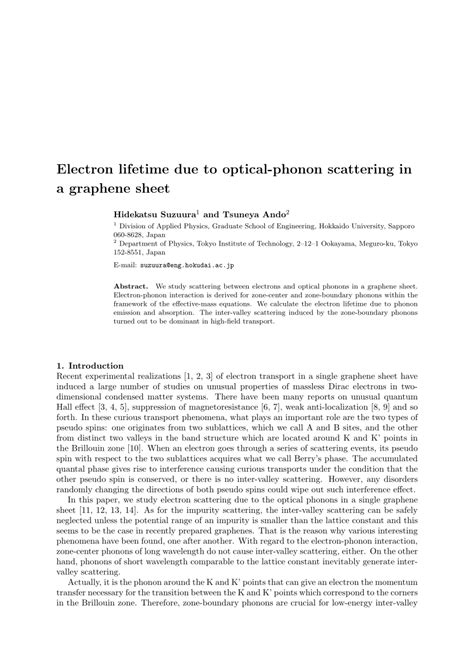 (PDF) Electron lifetime due to optical-phonon scattering in a graphene ...