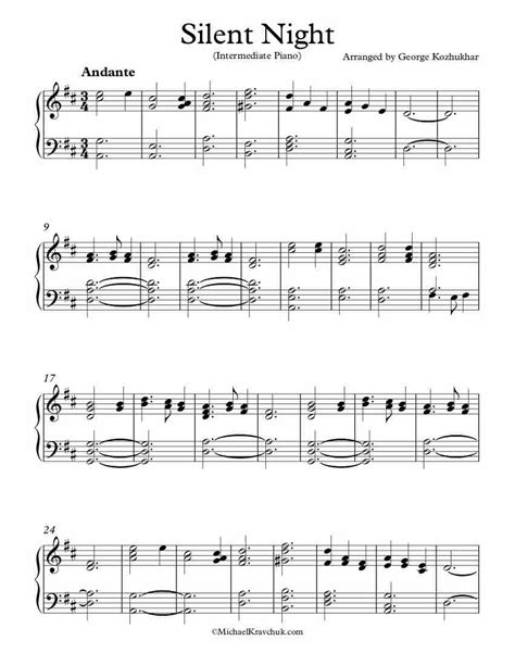 Free Piano Arrangement Sheet Music – Silent Night – Michael Kravchuk