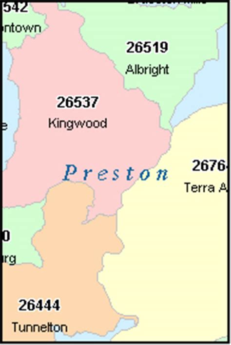 PRESTON County, West Virginia Digital ZIP Code Map