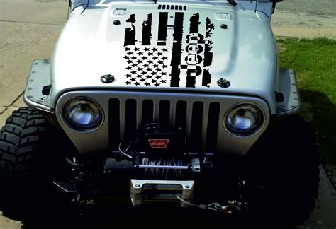 JEEP WRANGLER 1x Hood Decal racing stickers flag logo graphic vinyl ...