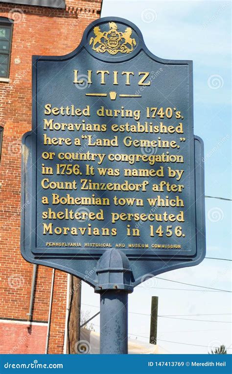 Historical History Sign in Lititz, Pennsylvania Editorial Stock Image - Image of letters ...