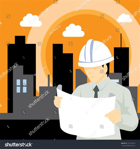 Civil Engineer Urban Backgroundvector Cartoon: vector de stock (libre ...