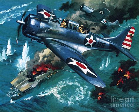 Battle of Midway Painting by Wilf Hardy - Pixels Merch