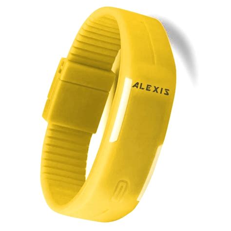 ALEXIS Popular LED Watches Rectangular Yellow Watchcase Silicone Yellow ...