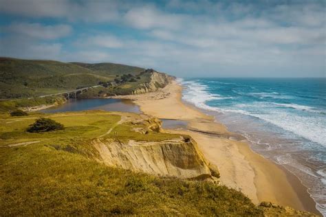 Aerial View of Beach and Ocean