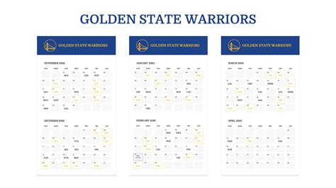 Free Golden State Warriors Schedule Template