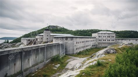 Prison Building Is Sitting On Top Of A Hill Background, Norway Prison ...