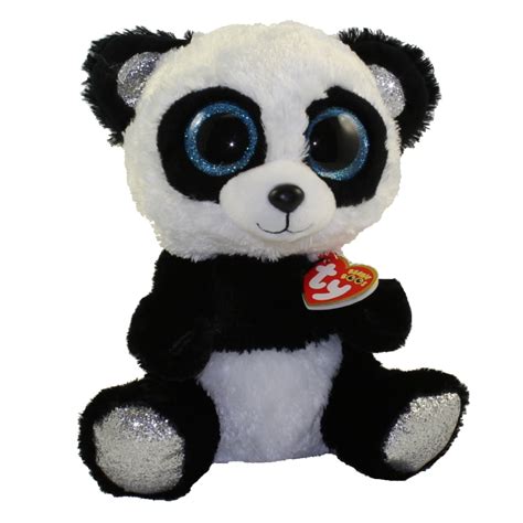 TY Beanie Boos - BAMBOO the Panda (Blue Glitter Eyes - Silver Feet)(Medium Size - 9 inch ...