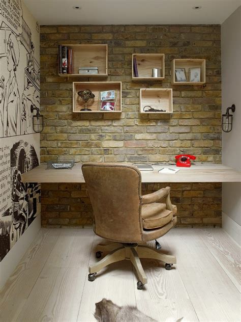 14 Charming Home Office Designs With A Stone Wall