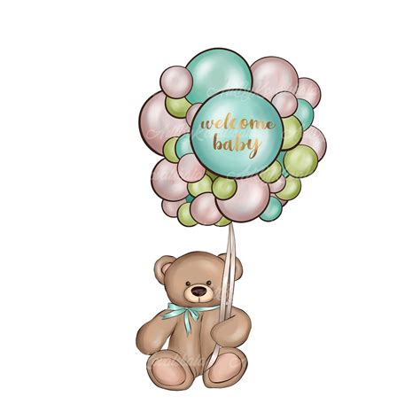 Teddy Bear Clipart, Cute Teddy Bear PNG, Baby Shower Clipart, Digital Download - Etsy