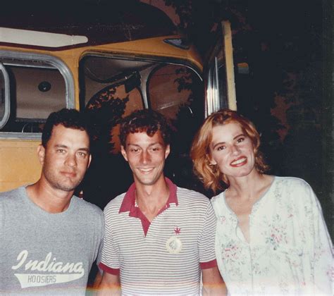 Candid photo during the making of "A League of Their Own", 1992. L to R ...