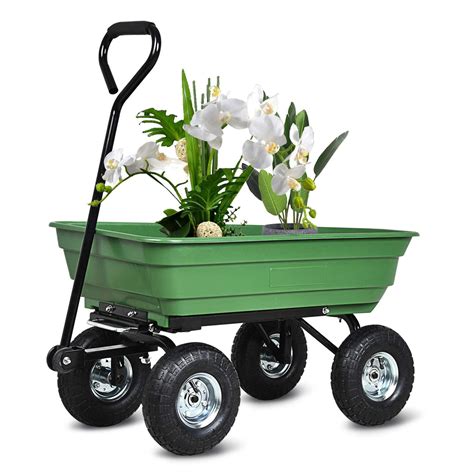 SUNCOO Dump Garden Cart with Heavy Duty Poly Garden Utility Yard Wagon with Wheels, 600lbs ...