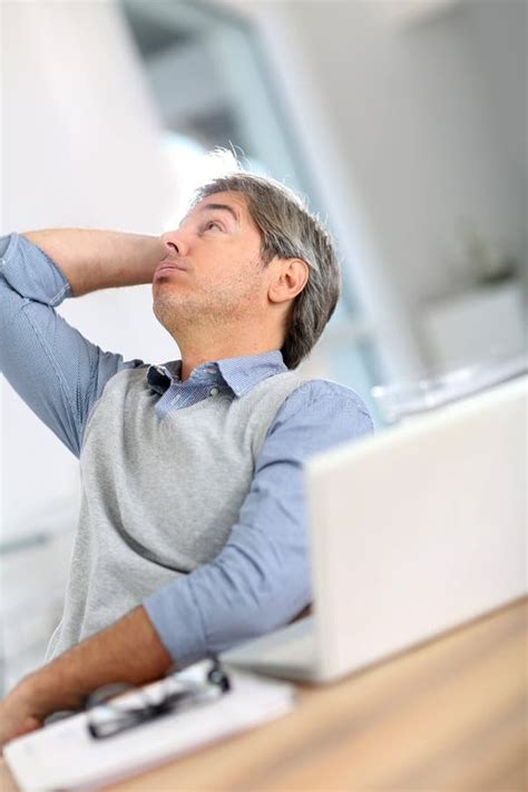 Senior Businessman Getting Tired of Working Stock Image - Image of desk ...