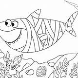 Mummy Shark Coloring Page Of Baby  Mitraland sketch template