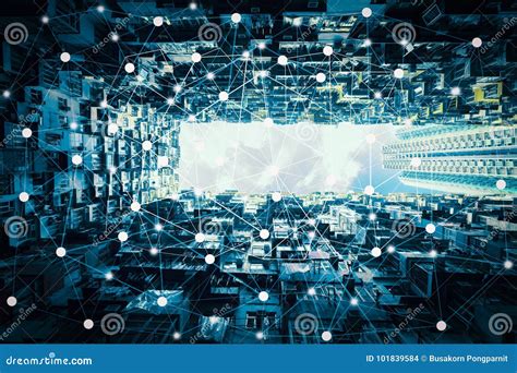 Smart City and Wireless Communication Network, Abstract Image Visual Stock Photo - Image of ...