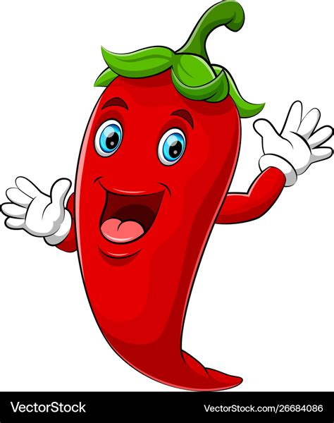 Happy chili cartoon character Royalty Free Vector Image