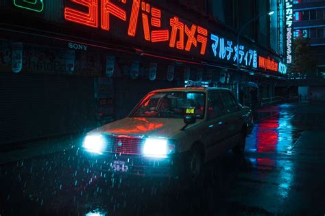 Tokyo Taxi 2019 Art Print by Teemu - X-Small | Tokyo night, Rainy night ...