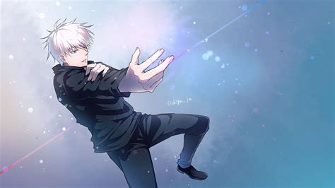 Blue Eyes Boy Hand Jujutsu Kaisen Satoru Gojo School Uniform White Hair ...