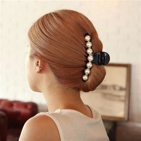 Emulational Pearl Top Gripper Hairpins Crystal Rhinestone Hair Clip Hair Crab Plastic Hair Claws ...