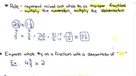 6.4: Multiplying Improper Fractions and Mixed Numbers - YouTube