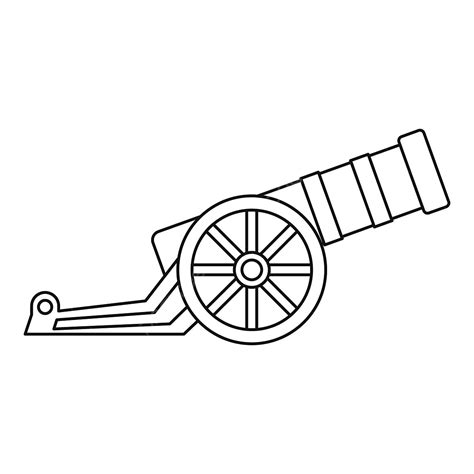 Ancient Cannon Icon Outline Style, Ancient Drawing, Cannon Drawing, Outline Drawing PNG and ...