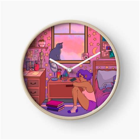 "Aesthetic pink room " Clock for Sale by AllyArtist | Redbubble